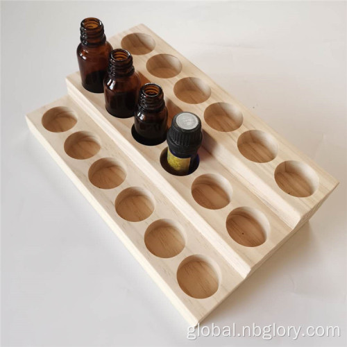 China Custom different  Grids Wooden oil Holder Tabletop oil Storage Container oil Display Tray Supplier